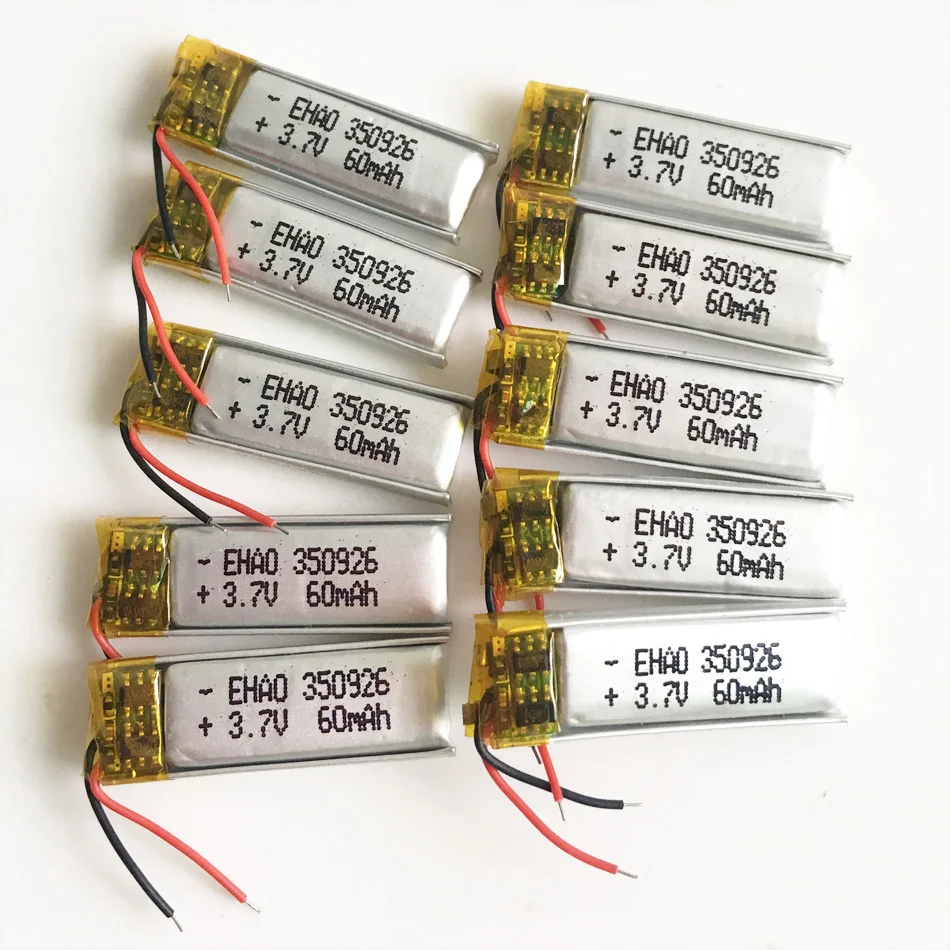 3.7V 60mAh Lithium Polymer Lipo Rechargeable battery 350926 Li Cells For MP3 Bluetooth MID Headset Headphon Video Pen