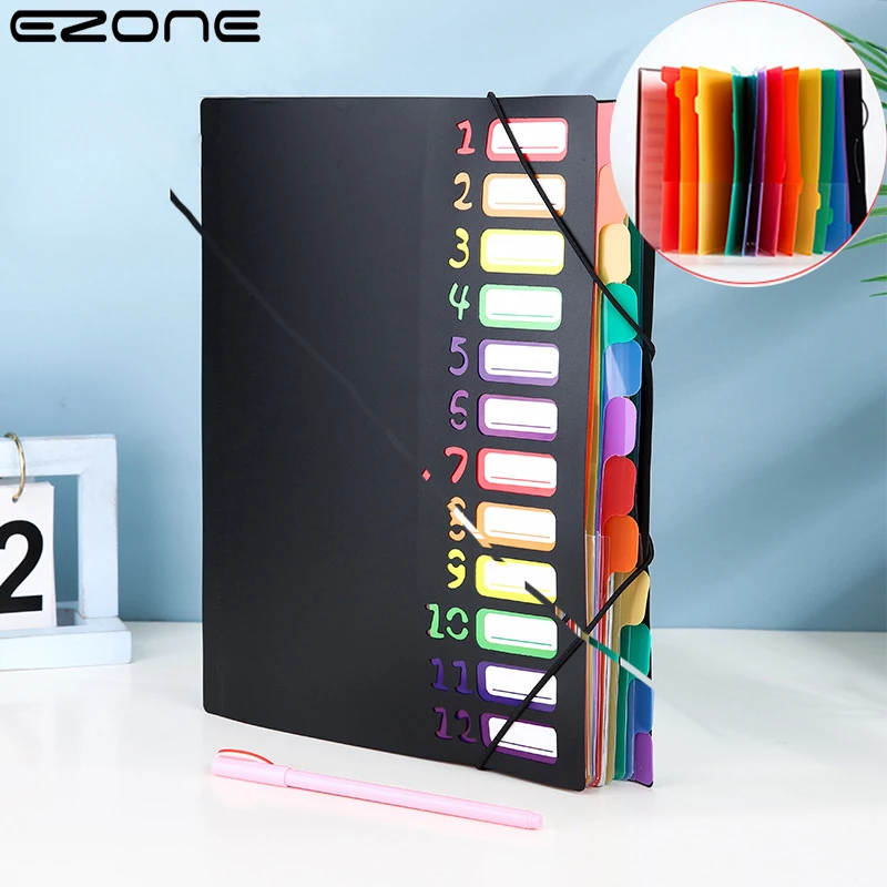 EZONE A4 Folder Desk Organizer Multi-layer Folder for Document Office Supplies File Test Paper Student Stationery Note Organizer