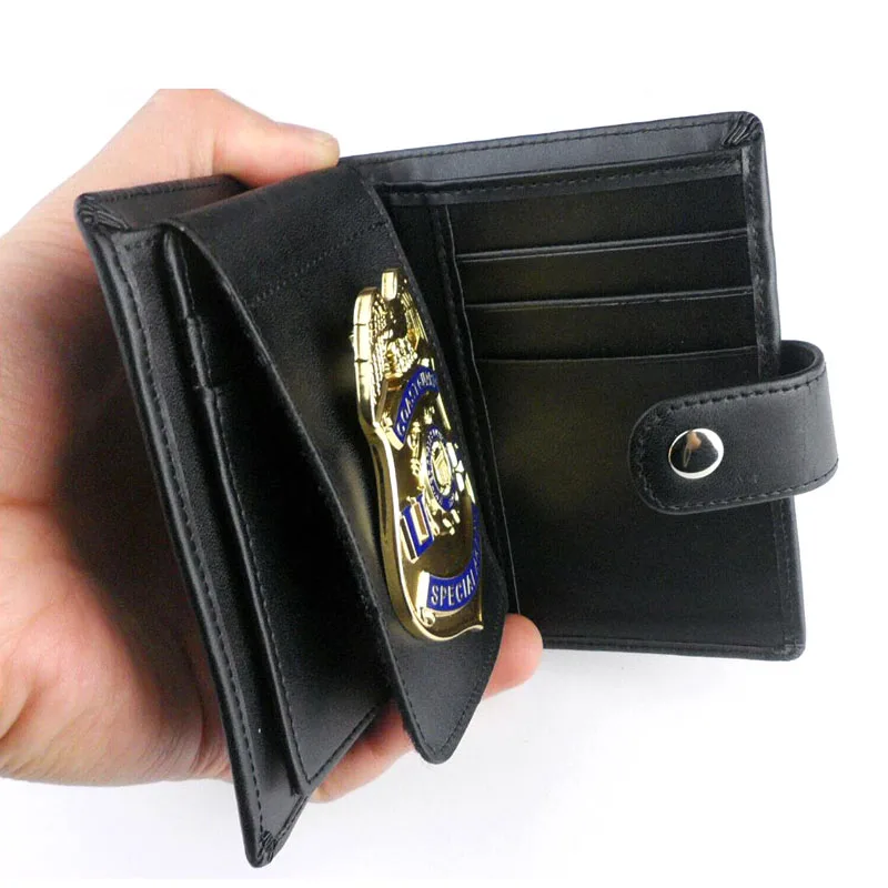 أسود جلد الولايات المتحدة الشرطة المحفظة شارة حامل حامل بطاقات التعريف الشخصية-الولايات المتحدة معرف شارة حامل #6