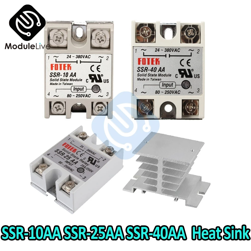 SSR-10AA SSR-25AA SSR-40AA AC Control SSR White Shell Single Phase Solid State Relay 10A 25A 40A LED 10AA 25AA 40DA 50AA Relay