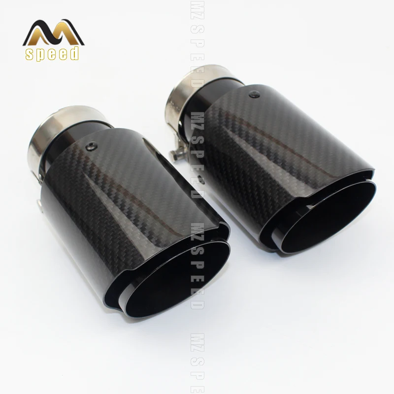 

Car accessories exhaust muffler tail throat straight edge bright surface carbon fiber black stainless steel for BMW E46 E90