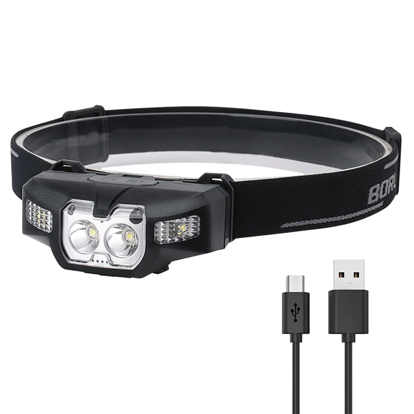 Lampada frontale a LED torcia 160 Lumen 3 modalità, alimentata a batteria, lampada frontale impermeabile luce rossa per campeggio all'aperto corsa in bicicletta