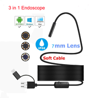 Type-C USB 720P 7mm Endoscope Camera 1M 2M 3 In 1 Android Camera Borescope For Smart Phone PC Laptop Otoscope Inspection Camera