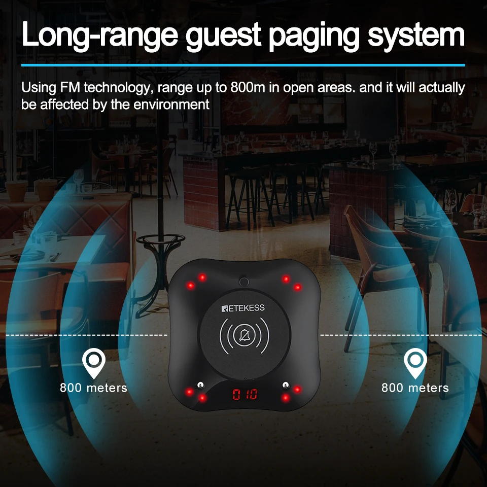 Retekess TD164 Wireless Paging Queuing System Restaurant Pager Vibrator Coaster Buzzer Bell Receivers For Cafe Bar Food Court