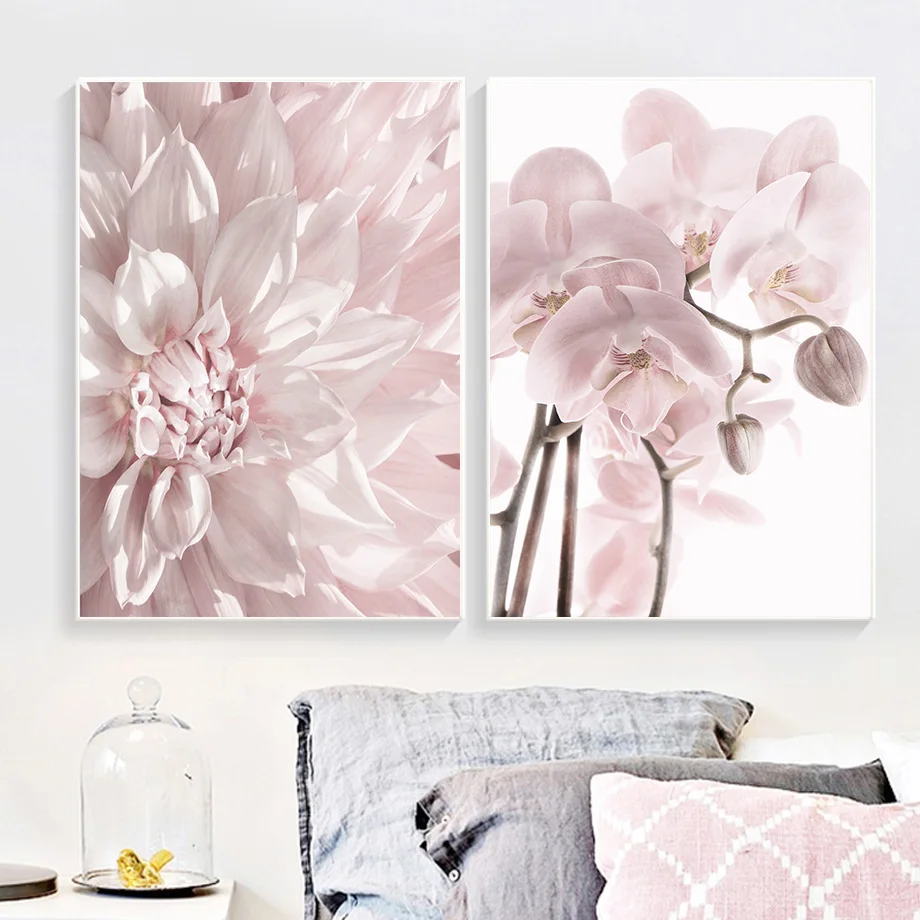 Pink Flower Phalaenopsis Mountain Woman Quotes Nordic Posters And Prints Wall Art Canvas Painting Wall Pictures For Living Room