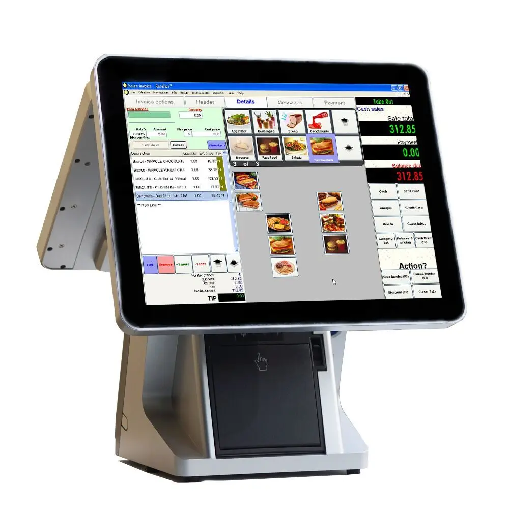 

POS Printer 15 Inch TFT LCD Flat Screen Capacitive Touch Screen Dauble Screen All In One Cashier Register