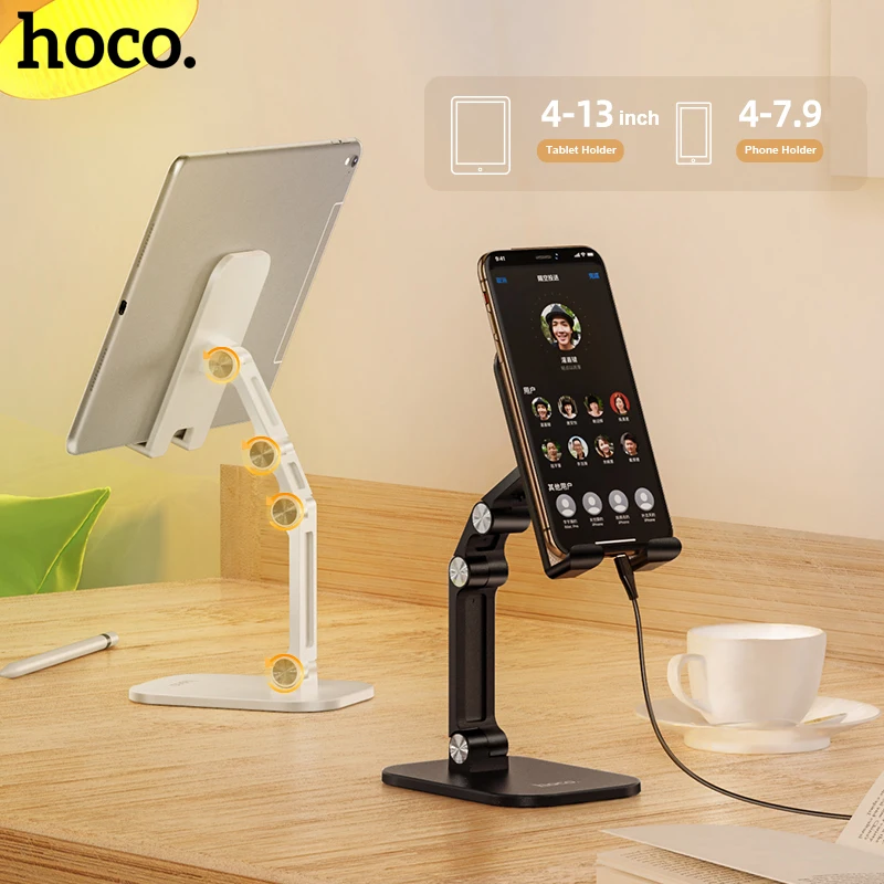 

Hoco Foldable Tablets Stand Mobile Phone Holder For iPhone iPad Pro Adjustable Angle Desktop Holde For Xiaomi Huawei Matepad Pro