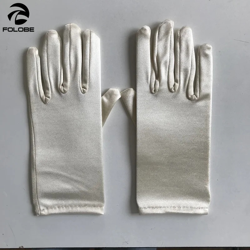 Korte Wit/Ivoor/Champagne Bruiloft Handschoenen Vinger Voor Vrouwen Pols Satin Manchetten Bridal Handschoen Wedding Accessorie Real Photo instock