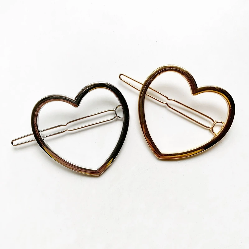 Love Heart Hair Clip Geometric Hairpin Clip Barrette Tiara Girls Eight Character Clip Lady Hair Jewelry Accessories Simple