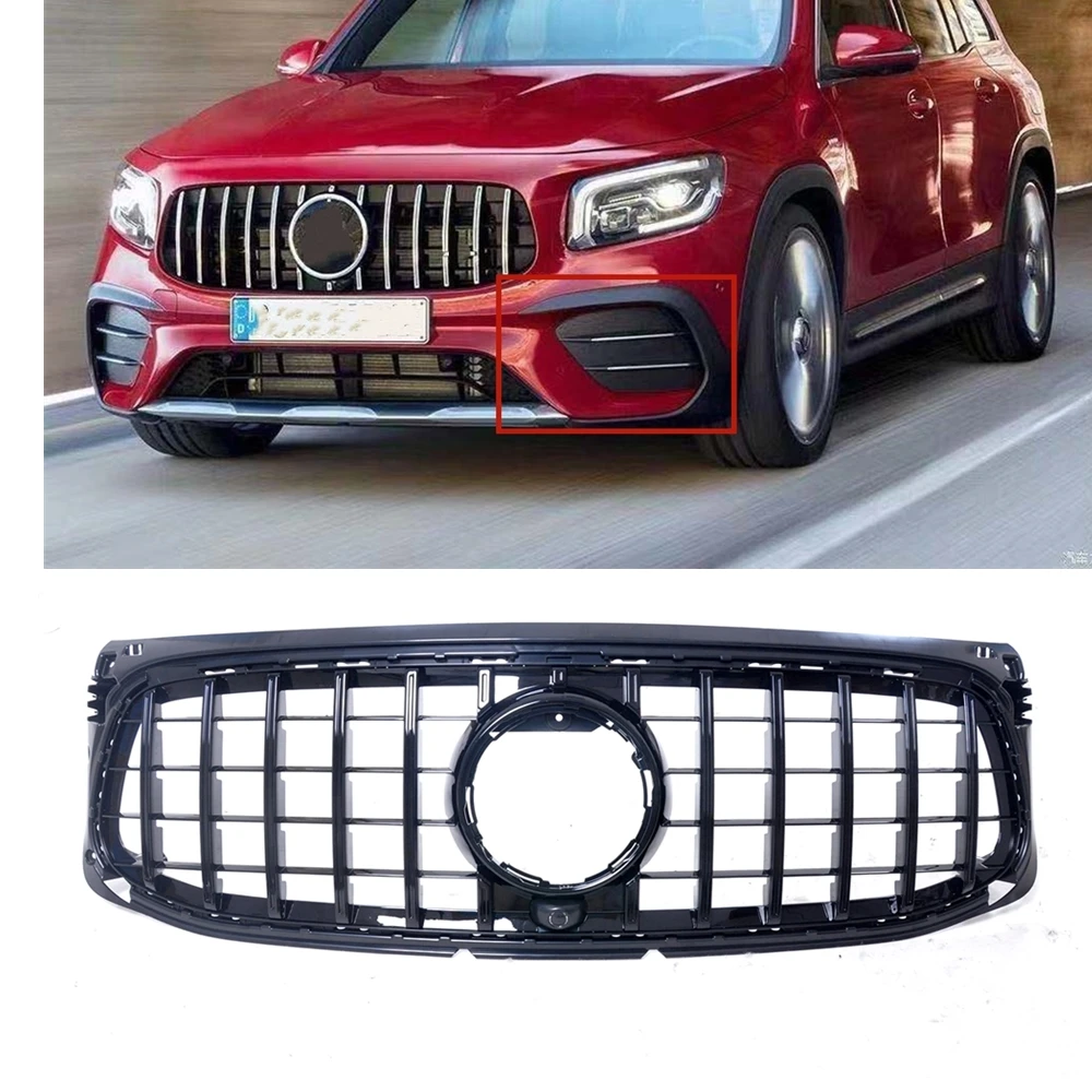 GT R Style Front Grill For Mercedes Benz X247 GLB-Class GLB180 GLB200 GLB250 Sport 2020-23 Racing Grille Upper Bumper Hood Grid