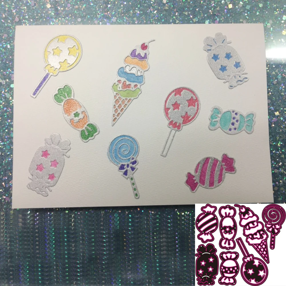 Candy Frame Set Metal Cutting Dies Lollipop Die Cut Stencil Scrapbooking Embossing New Christmas Craft Stamps And Dies