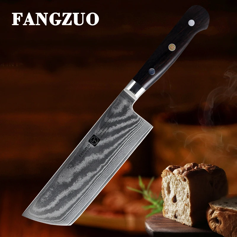 

FANGZUO 6.5 inch Chinese Chef Knife 67 layer Damascus Stainless Steel Kitchen Knife Ebony wood Handle Cooking cleaver