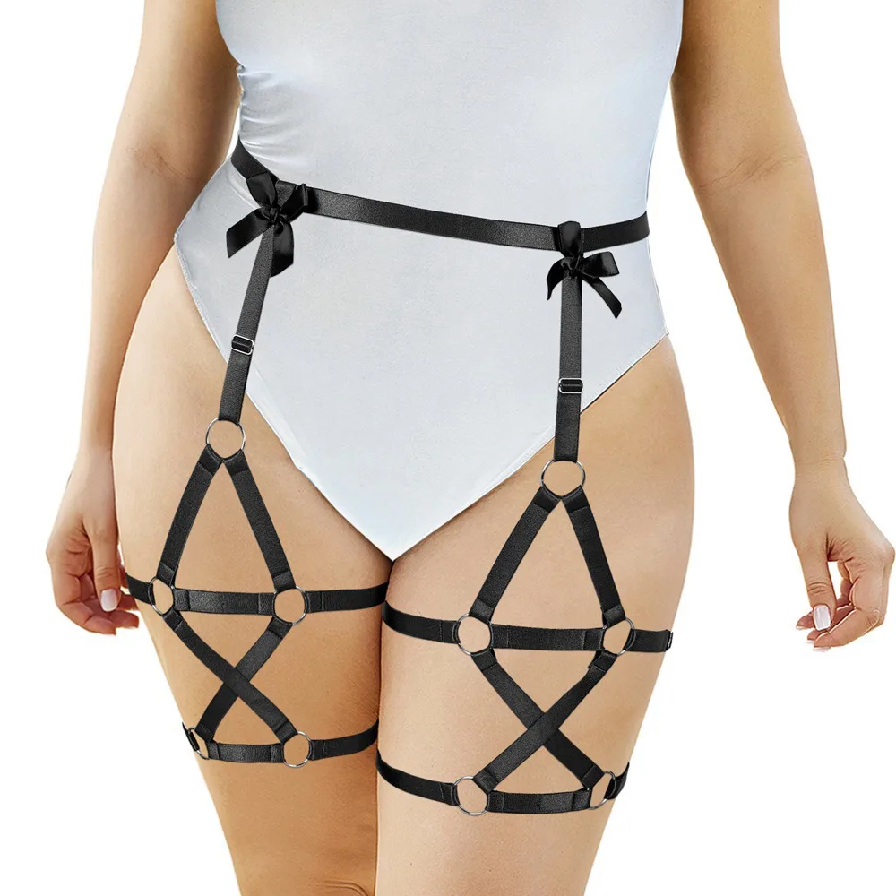 

Bdsm Harness Sword Belt Punk Goth Bowknot Garter Body Bondage Sexy Plus Leg Suspender Erotic Stockings Belts For Busty Women