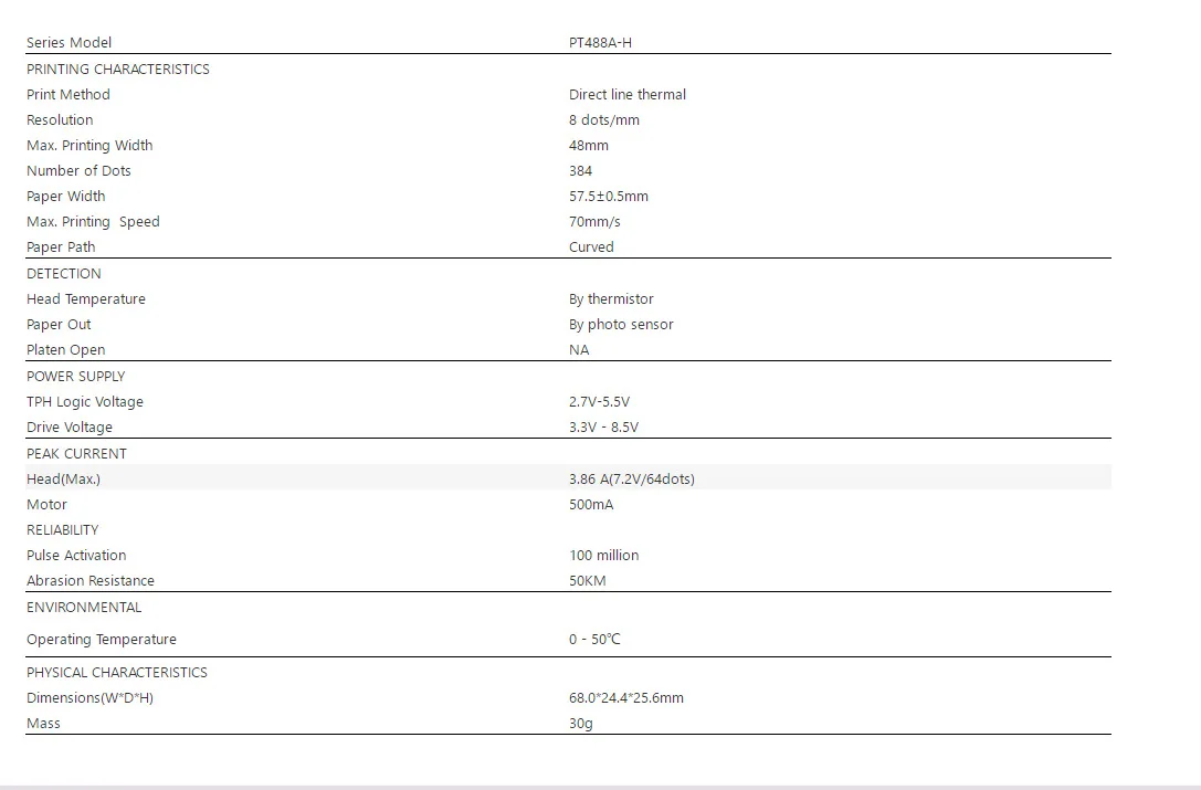 Thermal printer print head For  PAX S90 PLUS Handheld POS machine thermal print head thermal printer core accessories
