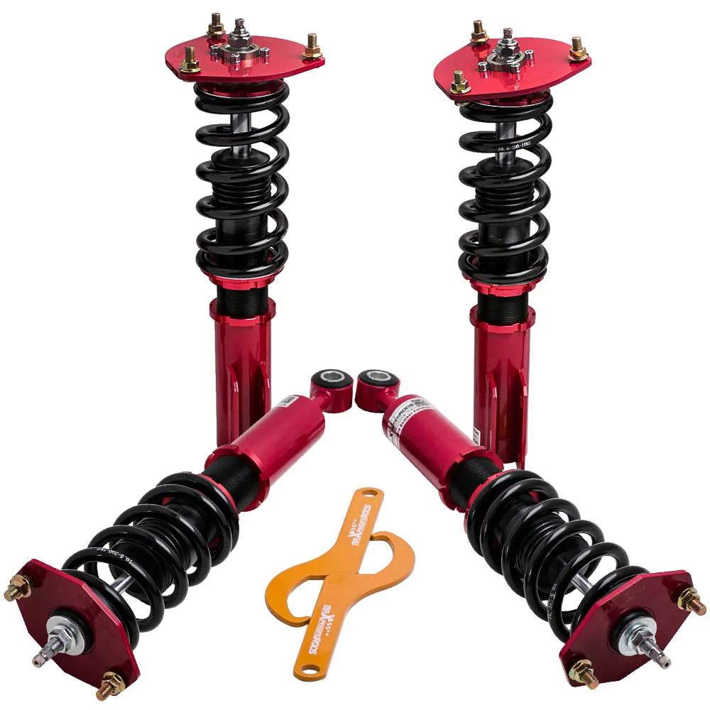 24 Ways Damper Coilover Shock Suspension For Mitsubishi 3000GT 91-99 VR4 FWD Red