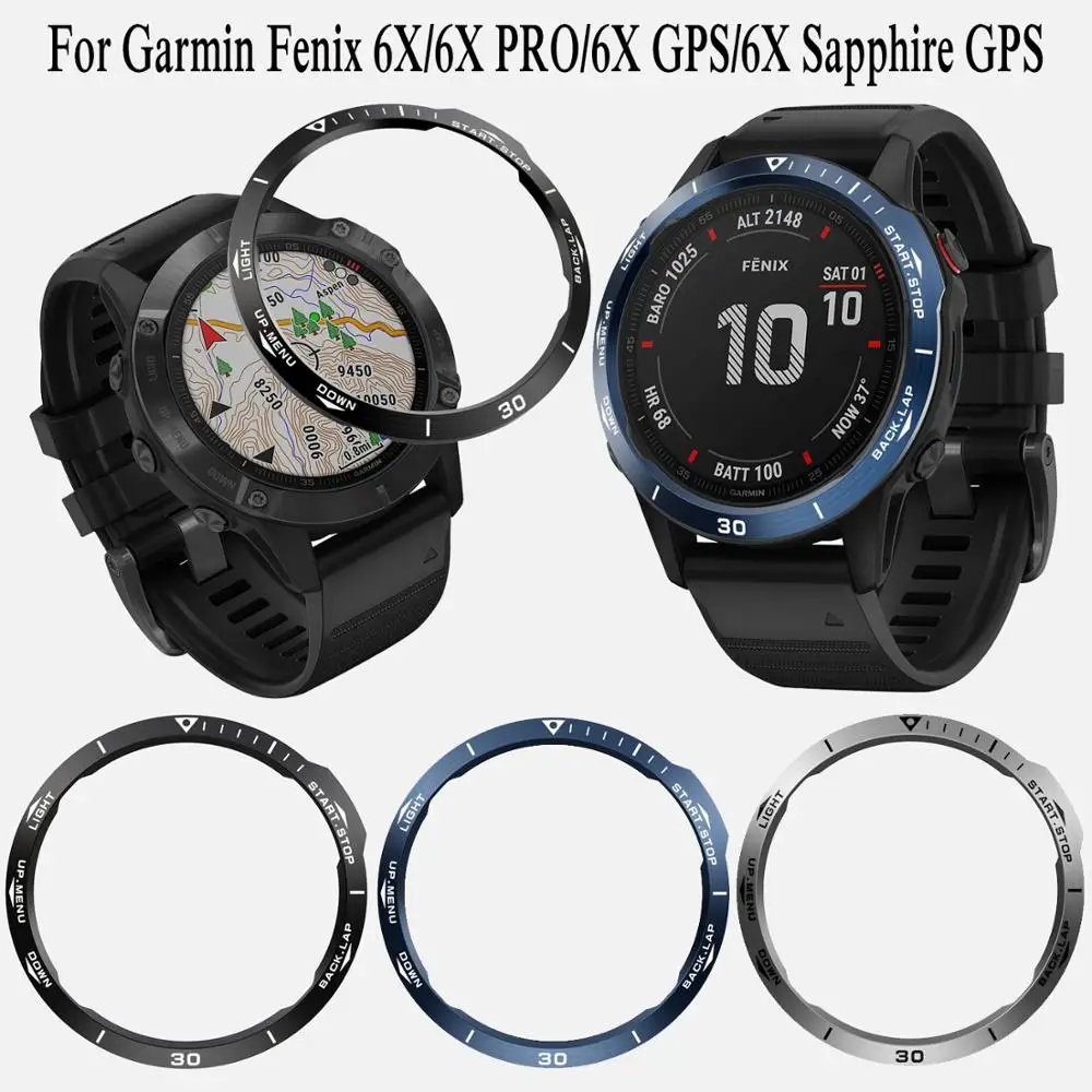 Metal case Bezel Ring band For Garmin Fenix 6X/Fenix 6X Pro/6X GPS Styling Frame Adhesive case Anti Scratch Bezel shell coverage