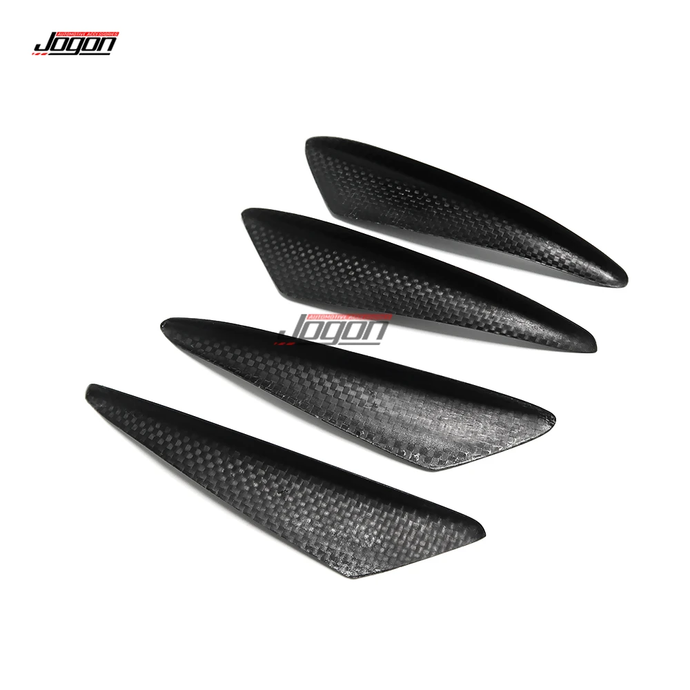 4Pcs Carbon Fiber Front Bumper Lip Splitter Fins Body Spoiler Canards Refit Trim For Peugeot 208 A9 2012-2019 P21 2019-2022