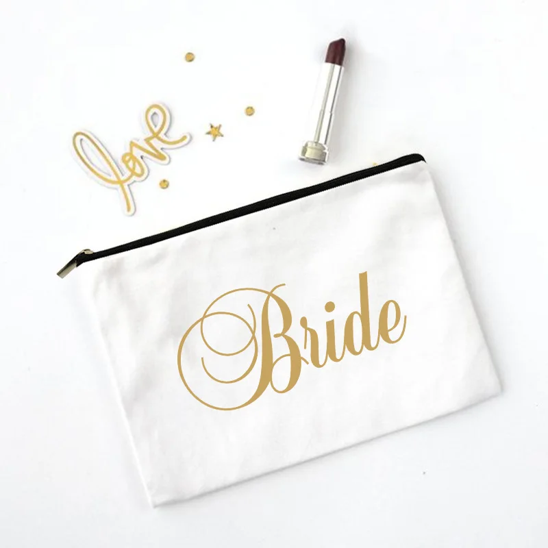 Team Bride Makeup Bag Bachelorette Party Cosmetic Bags Bridesmaid Toiletries Organizer Female Storage Make Up Case Wedding Gifts