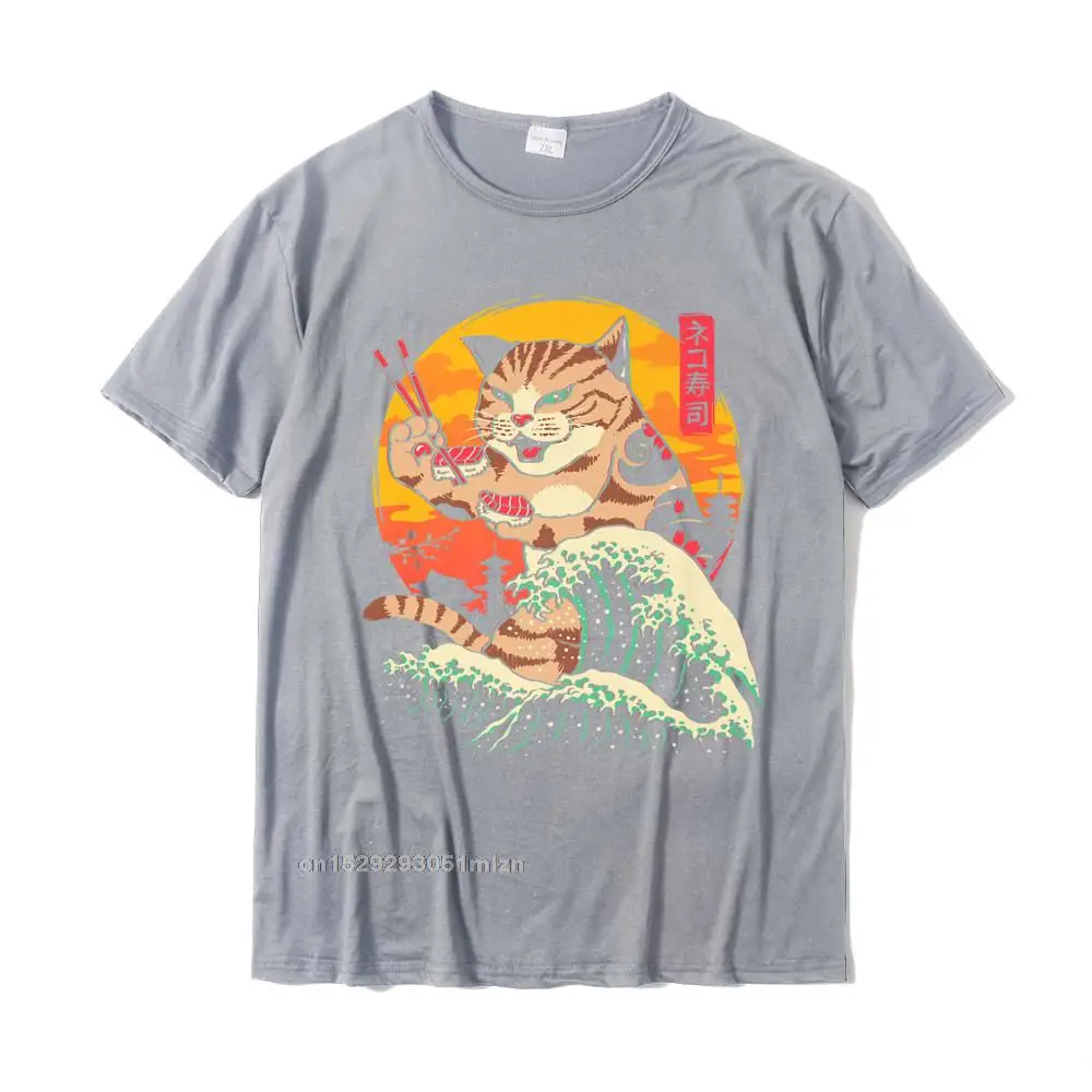 Neko Sushi Wave T-Shirt Premium T-Shirt Youth Rife Slim Fit Tops Shirt Cotton Top T-Shirts Geek