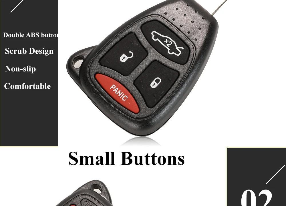 Jingyuqin 10X Car Key Shell Case 2/3/4/5/6 Butto for Chrysler Pacifica Aspen 300 Dodge RAM Caravan Jeep Commander Grand Cherokee