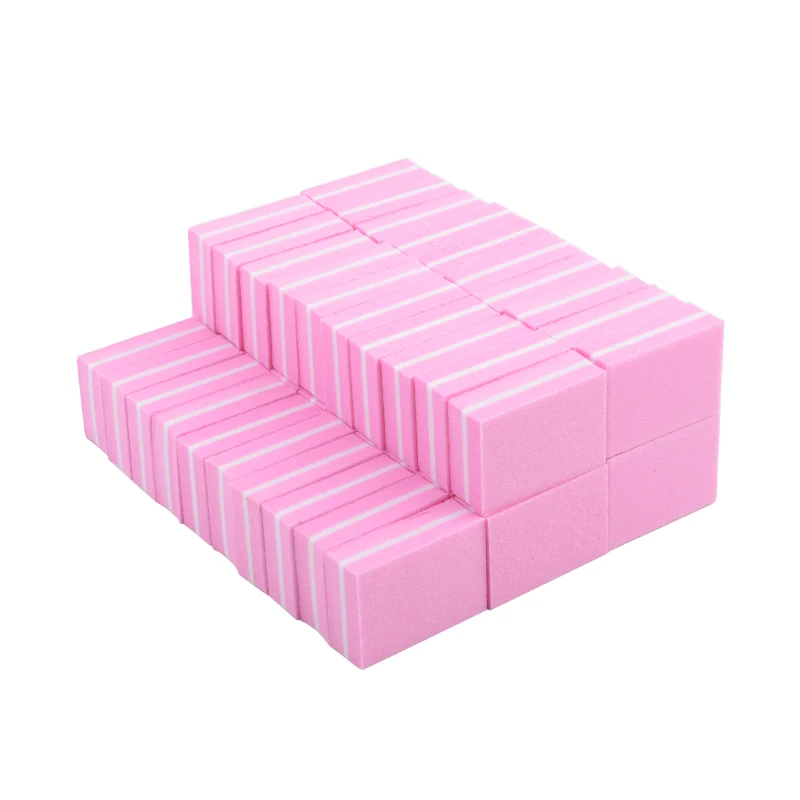 100 pz/pacco blocco di lima per unghie rosa 100/180 grana Mini blocco tampone per unghie blocco di spugna monouso Mini blocco di levigatura per lucidatura unghie