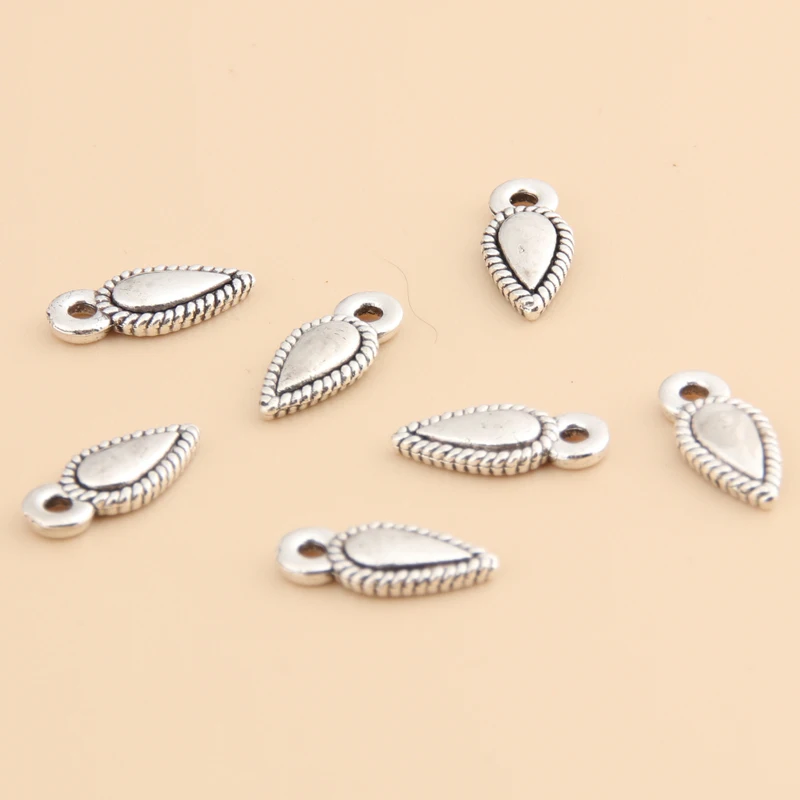 150pcs Silver Color 12x5mm Water Drop Charms Oval Shaped Pendant Fit DIY Handmade Metal Alloy Jewelry Making Finding Supplies