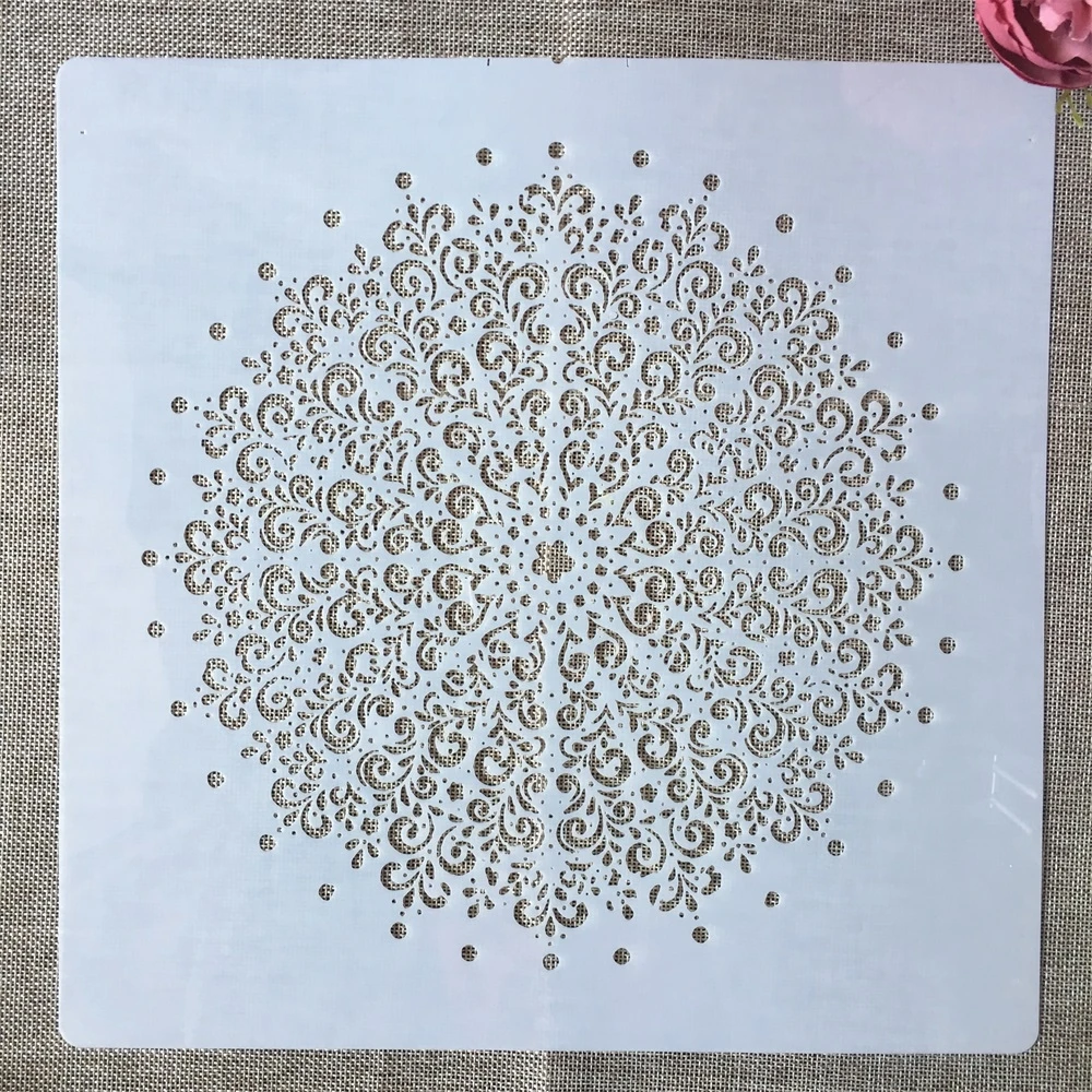 30*30cm Mandala Wheel Dot Round DIY Layering Stencils Wall Painting Scrapbook Coloring Embossing Album Decorative Template