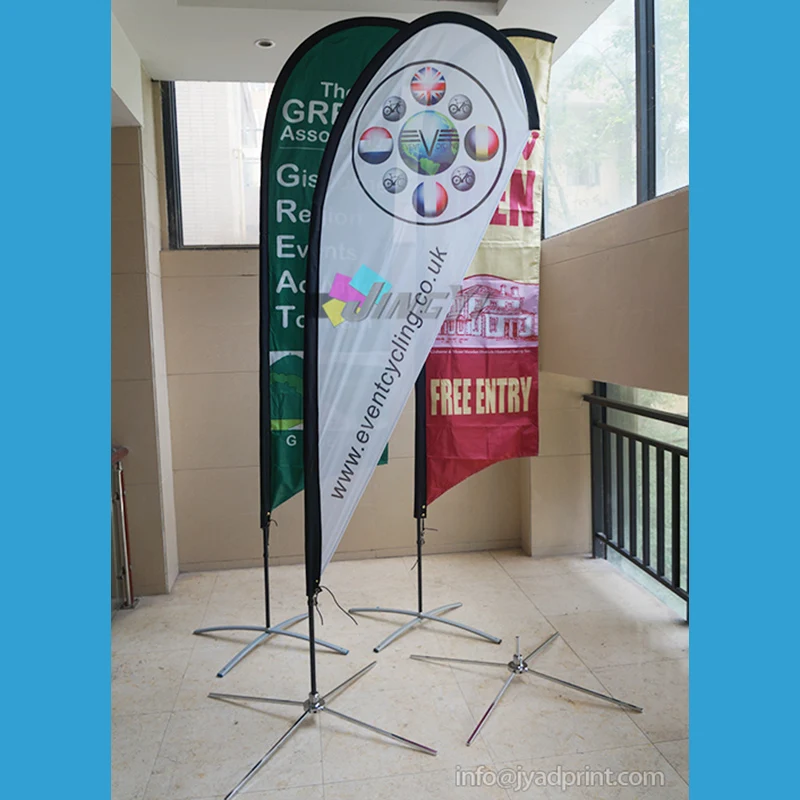 Customized Printed Advertising Display Feather/Teardrop/Vertical Beach Flag Banner Pole (10pcs, 105X240CM flag)