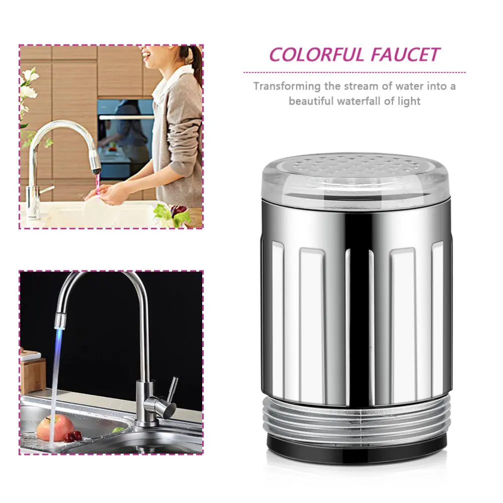 Rubinetto per acqua a LED illuminazione cucina bagno doccia rubinetto rubinetto 7 colori cambia ugello testa Streamlight cascata rubinetto a Led