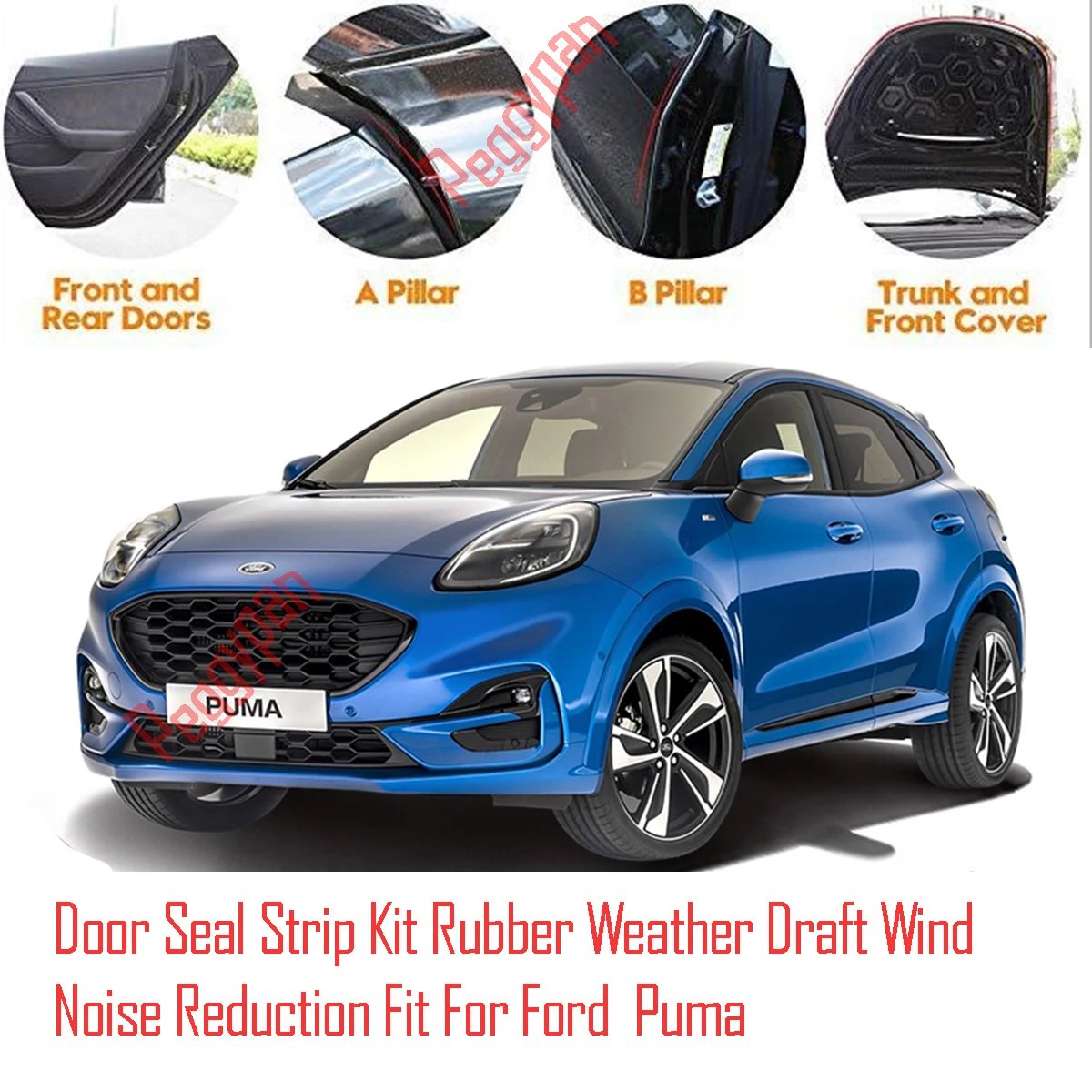 

Door Seal Strip Kit Self Adhesive Window Engine Cover Soundproof Rubber Weather Draft Wind Noise Reduction Fit For Ford Puma