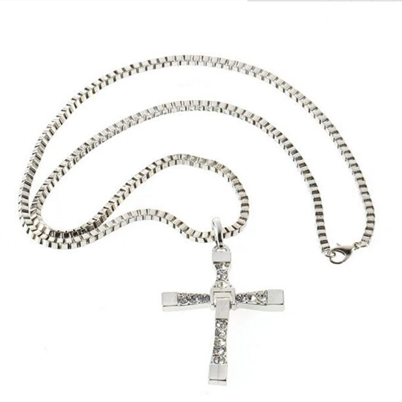 Hot Sell The Movie Fast and Furious Pendant Necklace Dominic Toretto Cross Mens Pendants For Men Jewelry Crystal Necklace