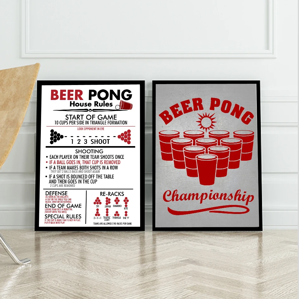 Beer Ping Pong Championship Poster Modern Bar Canvas Painting and Printmaking Nordic Living Room Bar Decoration Frameless