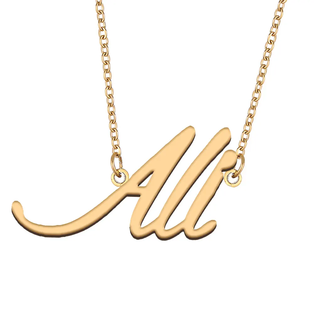 

Ali Name Necklace Personalized for Women Stainless Steel Jewelry Gold Plated Nameplate Pendant Femme Mothers Girlfriend Gift