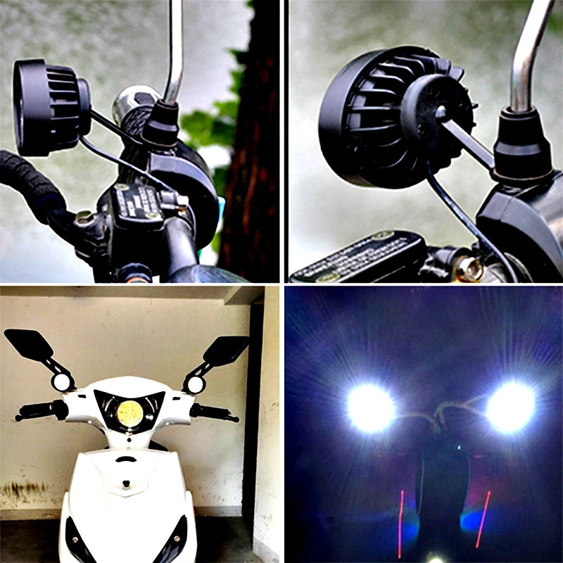 2pcs Set Motorcycle Scooter Headlight Fog Driving Lights Moto Front Head Lamp 6 Led Explorers 12v-85v White Super Bright