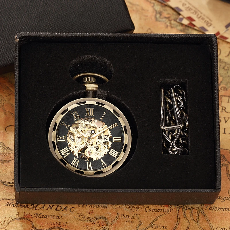 Steampunk Mechanical Pocket Watches Antique Man Women Men Watch Pocket Fob Watches With Chain relogio masculino