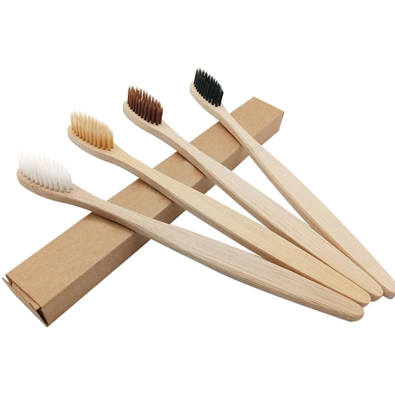 Natural Bamboo Toothbrush Eco Friendly Soft Fiber Toothbrushes Oral Cleaning Teeth Care Wood Handle Tooth Brush Adult 4 Colors