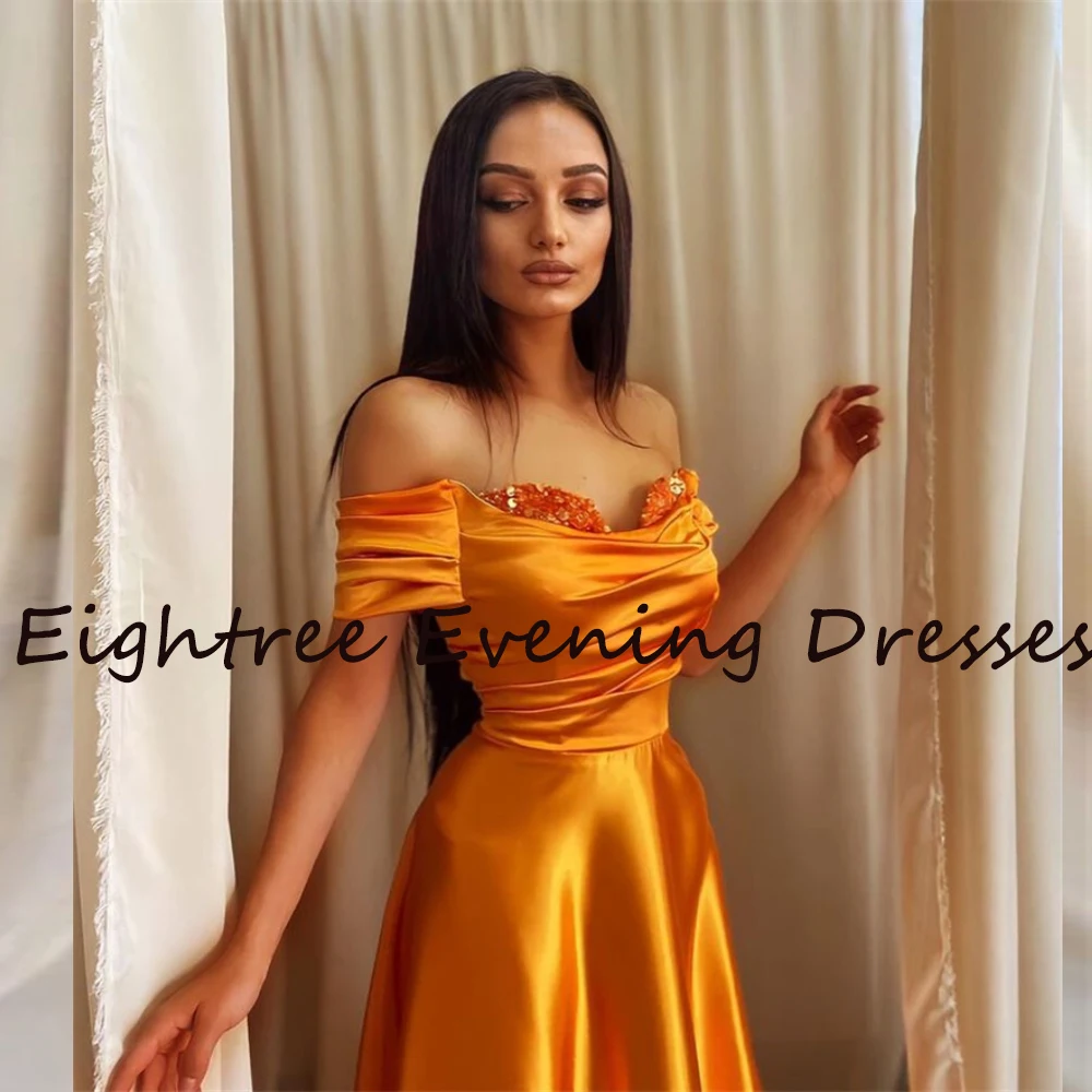 Modern Sequins Yellow Satin Long Party Night Dress Bridal Sweetheart Sleeveless Off Shoulder Beach Evening Formal Dresses Gowns