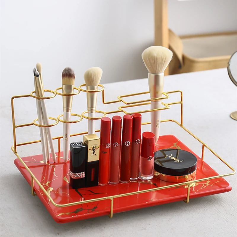 Nordic Bathroom Electric Toothbrush Tooth Cup Storage Rack Cosmetic Storage Box Lipstick Perfume Rack Desktop Makeup Storage Box