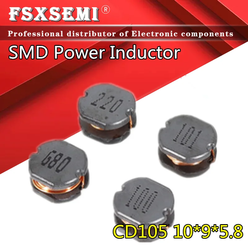 

10pcs CD105 SMD Power Inductor 2R2 3R3 4R7 6R8 100 150 220 330 470 680 101 151 221 331 471 681 102 2.2 3.3 4.7 6.8 10 15 22 47UH