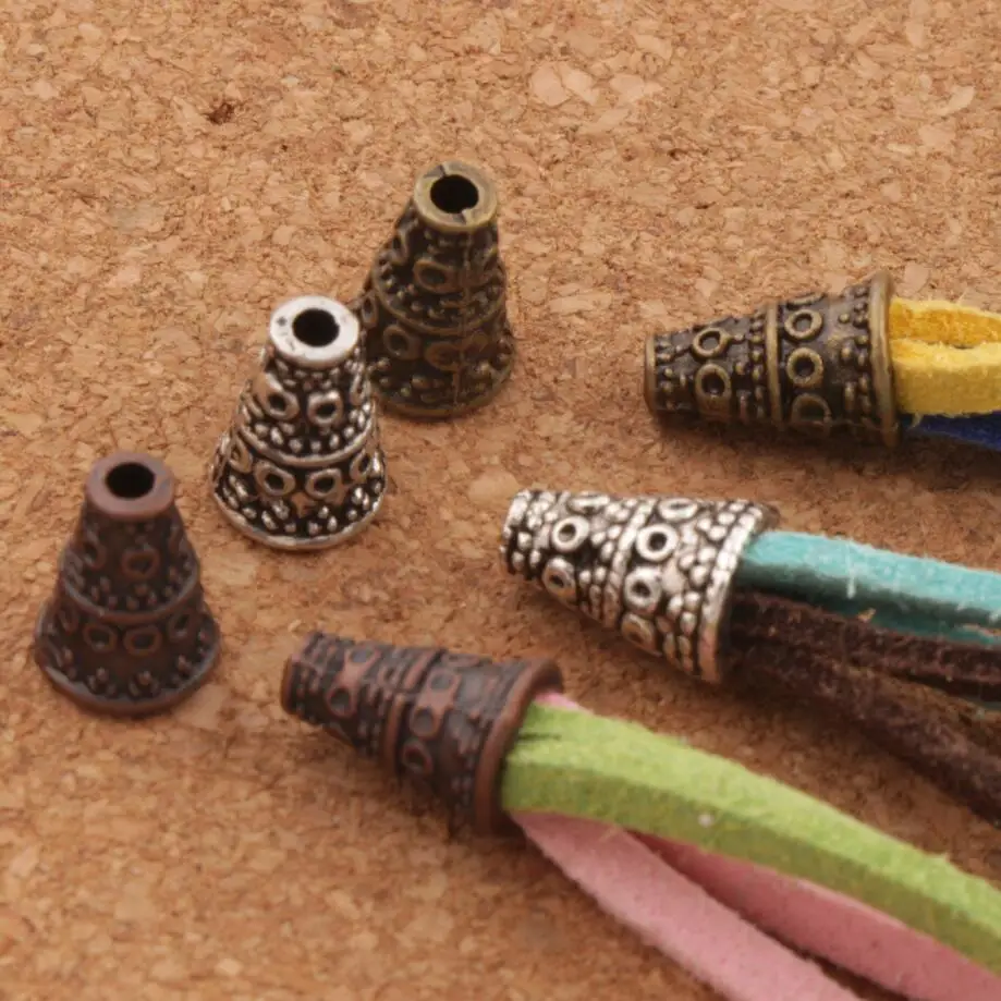 Dots Cone End Caps Bead Cap 7.2x7.2mm 70PCS Zinc Alloy Bronze Copper Jewelry Findings Components L1082