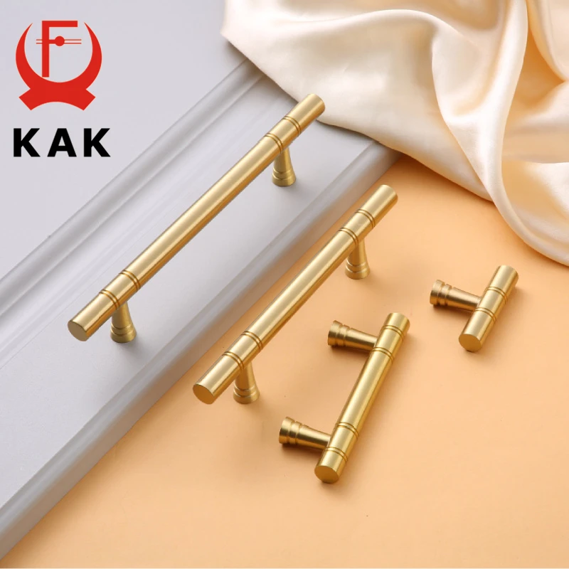 KAK Brass Furniture Handles Copper Cabinet Knobs Wardrobe Dresser Drawer Knobs Kitchen Handle Cupboard Door Pulls Hardware