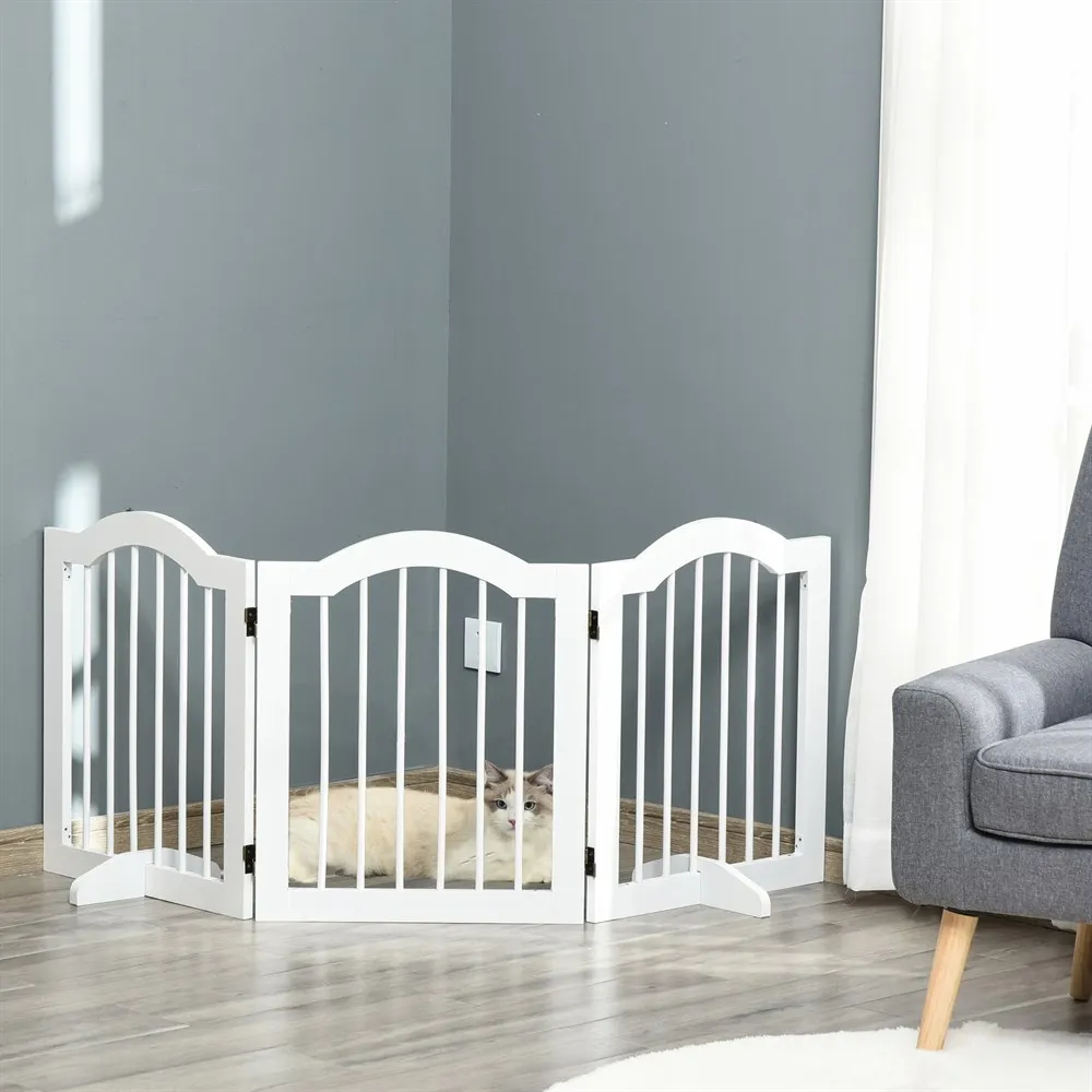 PawHut Barrera de Seguridad Plegable de Perros Pequeños con 2 Soportes