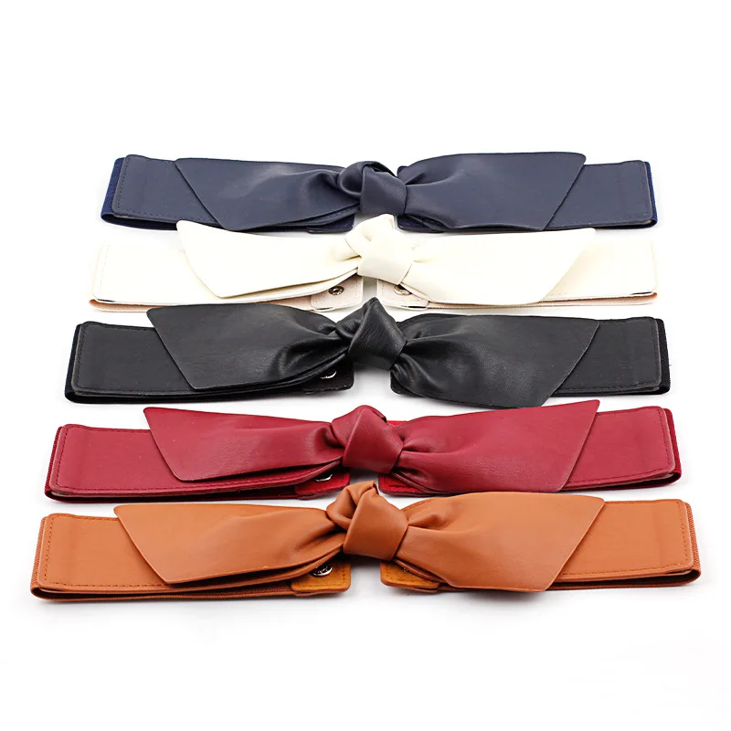 

2020 New Ladies Elastic Waist Seal Belt Fashion Bowknot Female Decorative Belt Korean Version Wld Elastic Beam Waist Soft Wide