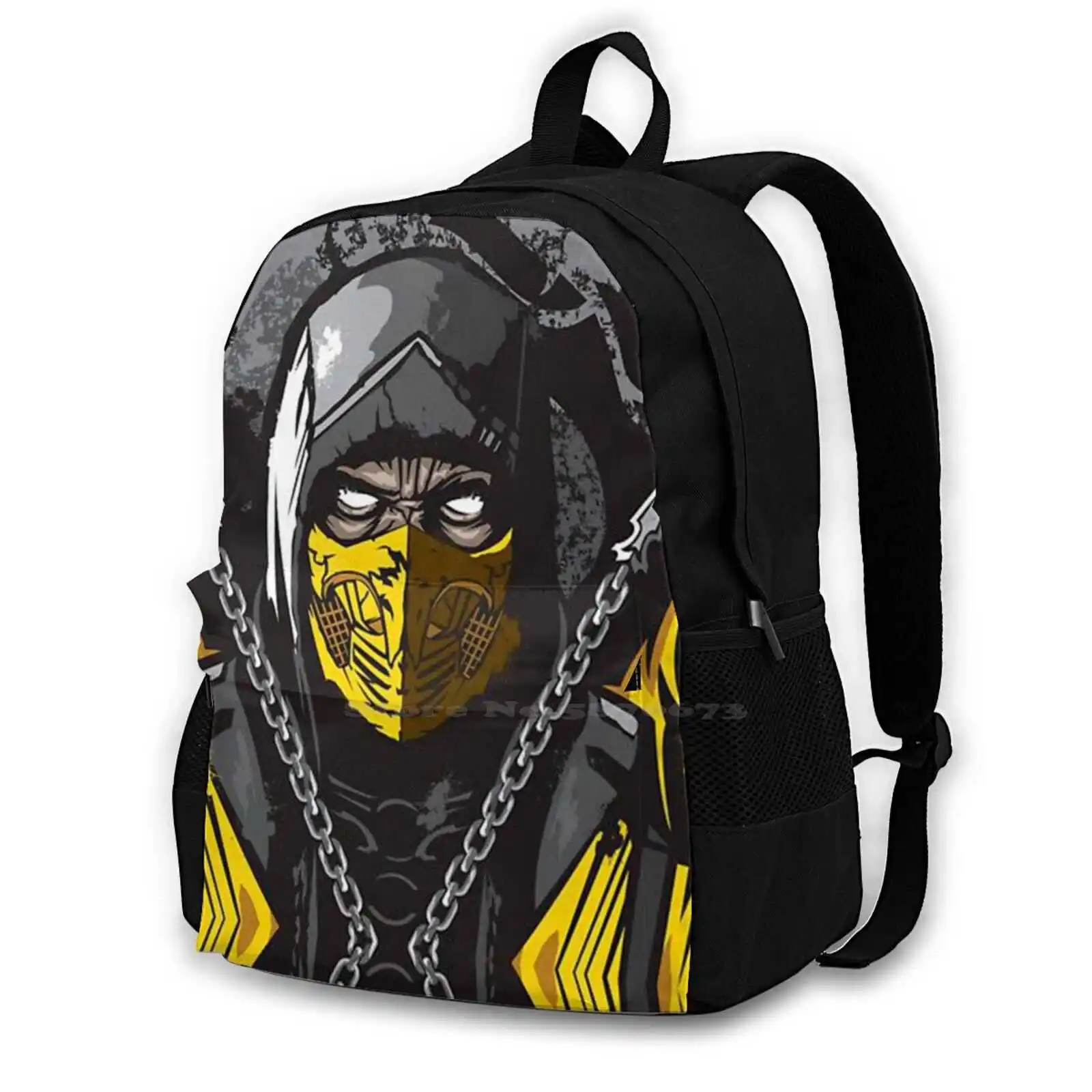 Mortal Kombat Scorpion White Eyes 237D Print Design Backpack Student Bag Mortal Kombat Mortalkombat Scorpion