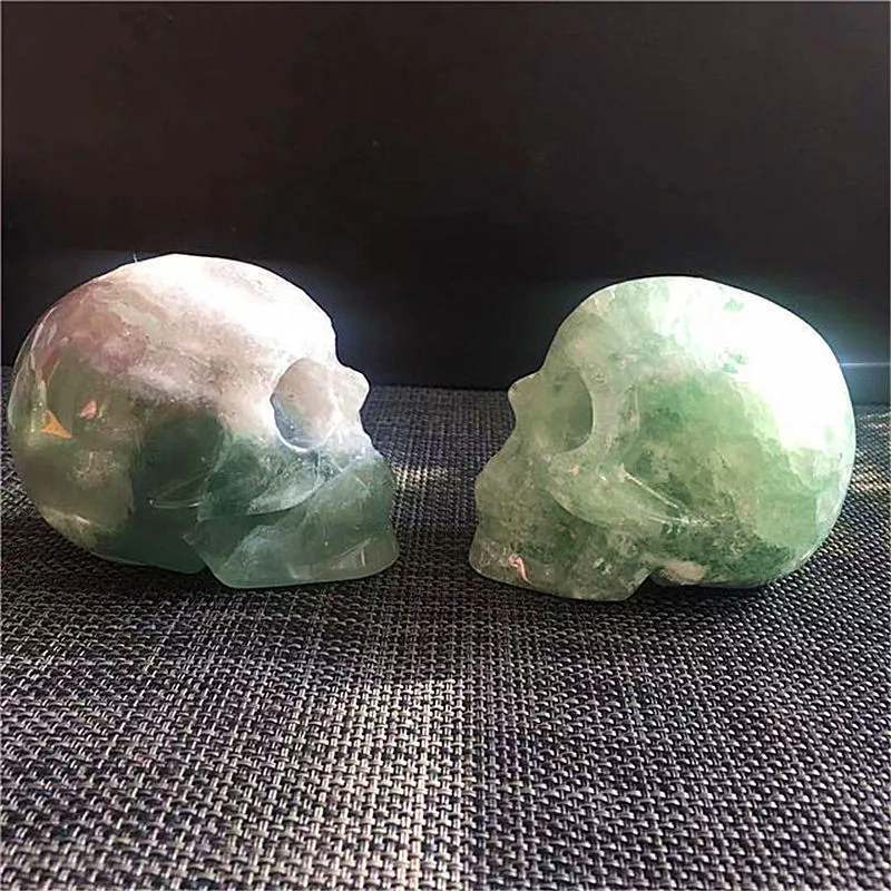 

Natural polished quartz green fluorite crystal skulls healing stones for healing reiki