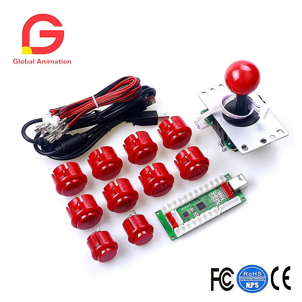 USB to Joystick Arcade Game Controller, DIY Kit for 1 Player, PC, PS3, PS2, Android, XBOX 360, Windows, 4 in 1, CY-3103