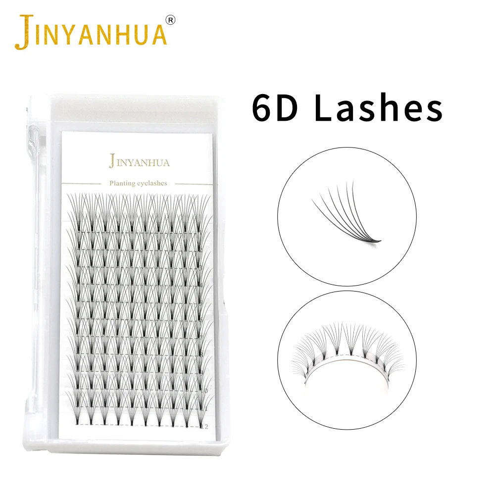 JINYANHUA NEW Short Stem 6D/7D/8D Russian Volume Eyelashes Extension Pre Made Fans 0.07mm Mink Lash Eyelash Individual Extension