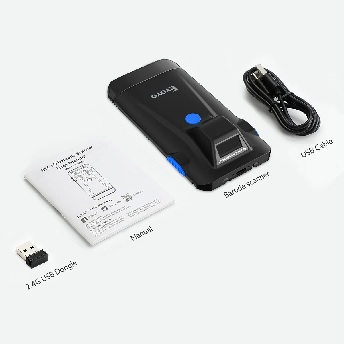 Eyoyo 2d telefone volta clipe bluetooth scanner de código de barras portátil leitor de código de barras dados matriz código 1d 2d qr scanner android ios sistema