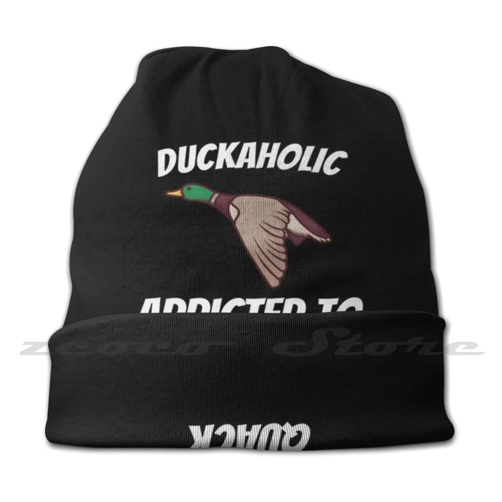 Duckaholic Addicted To Quack Funny Duck Hunting Adult Kids Knit Hat Hedging Cap Outdoor Sports Breathable Waterfowl Mallard