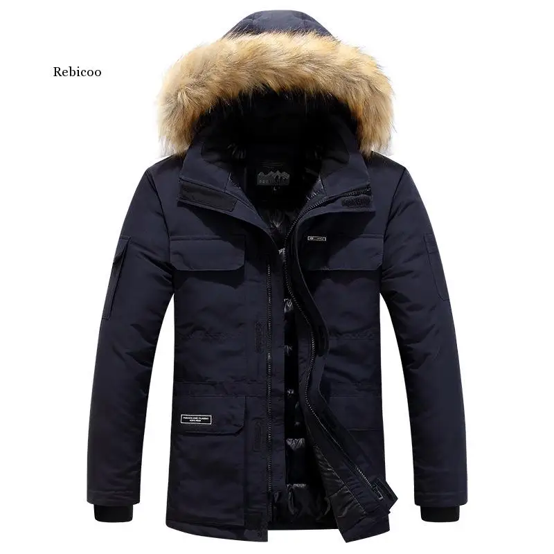 Winter Parka Mannen Thicken Coat Fur Hooded Warm Houden Jas Overjas Mannen Windjack Grote Zakken Parka Jas 5Xl 6Xl